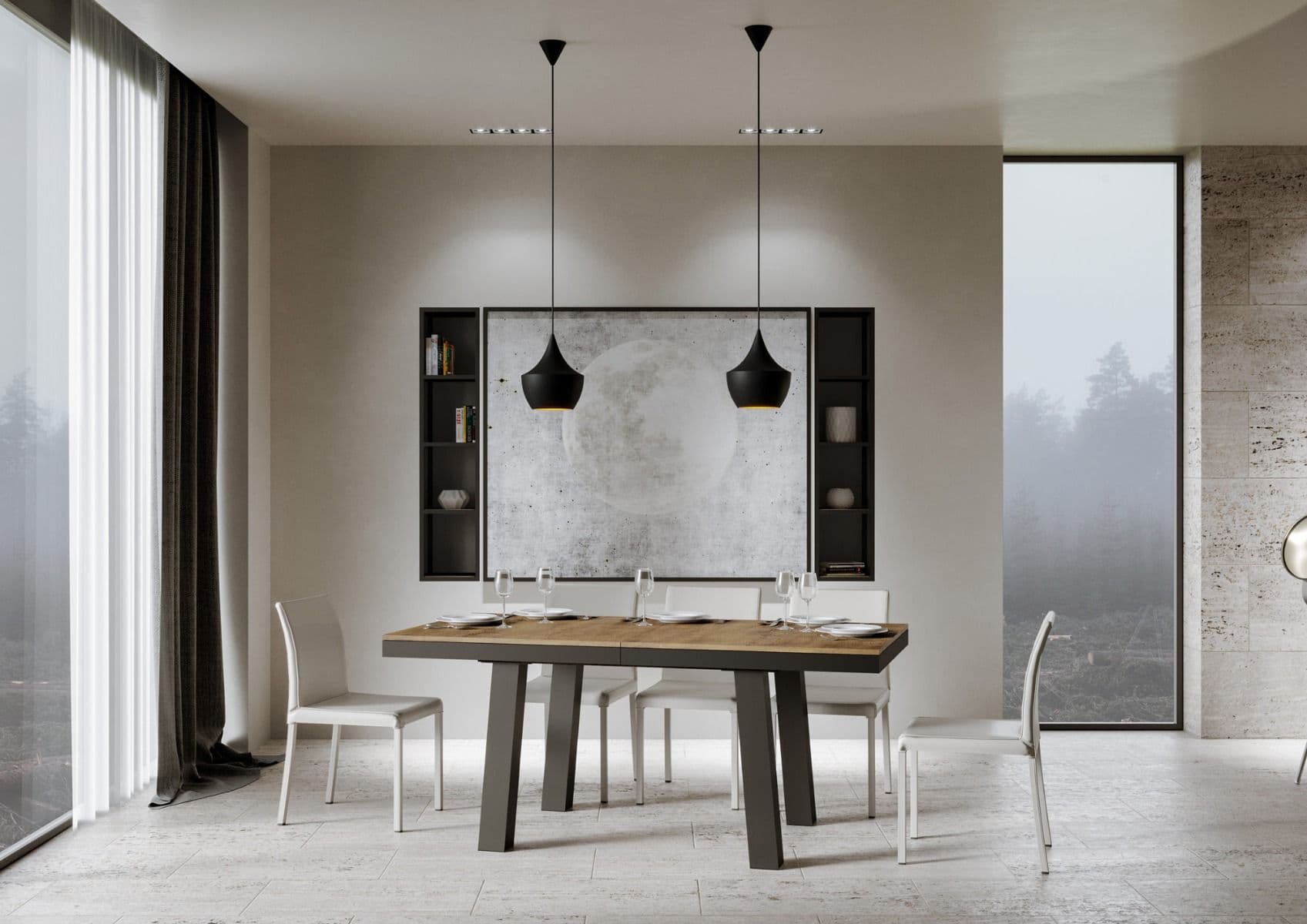 Tavolo "Cesena" allungabile in legno per sala da pranzo in Tavoli da sala da pranzo Decor Space - Altamura, commercioVirtuoso.it