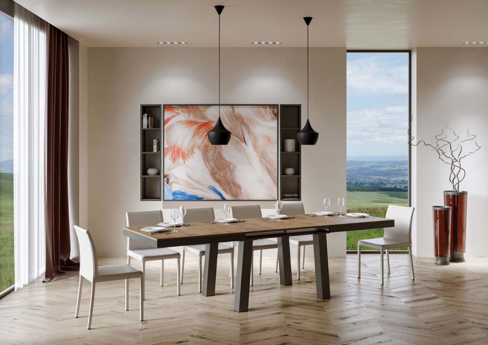 Tavolo "Cesena" allungabile in legno per sala da pranzo in Tavoli da sala da pranzo Decor Space - Altamura, commercioVirtuoso.it