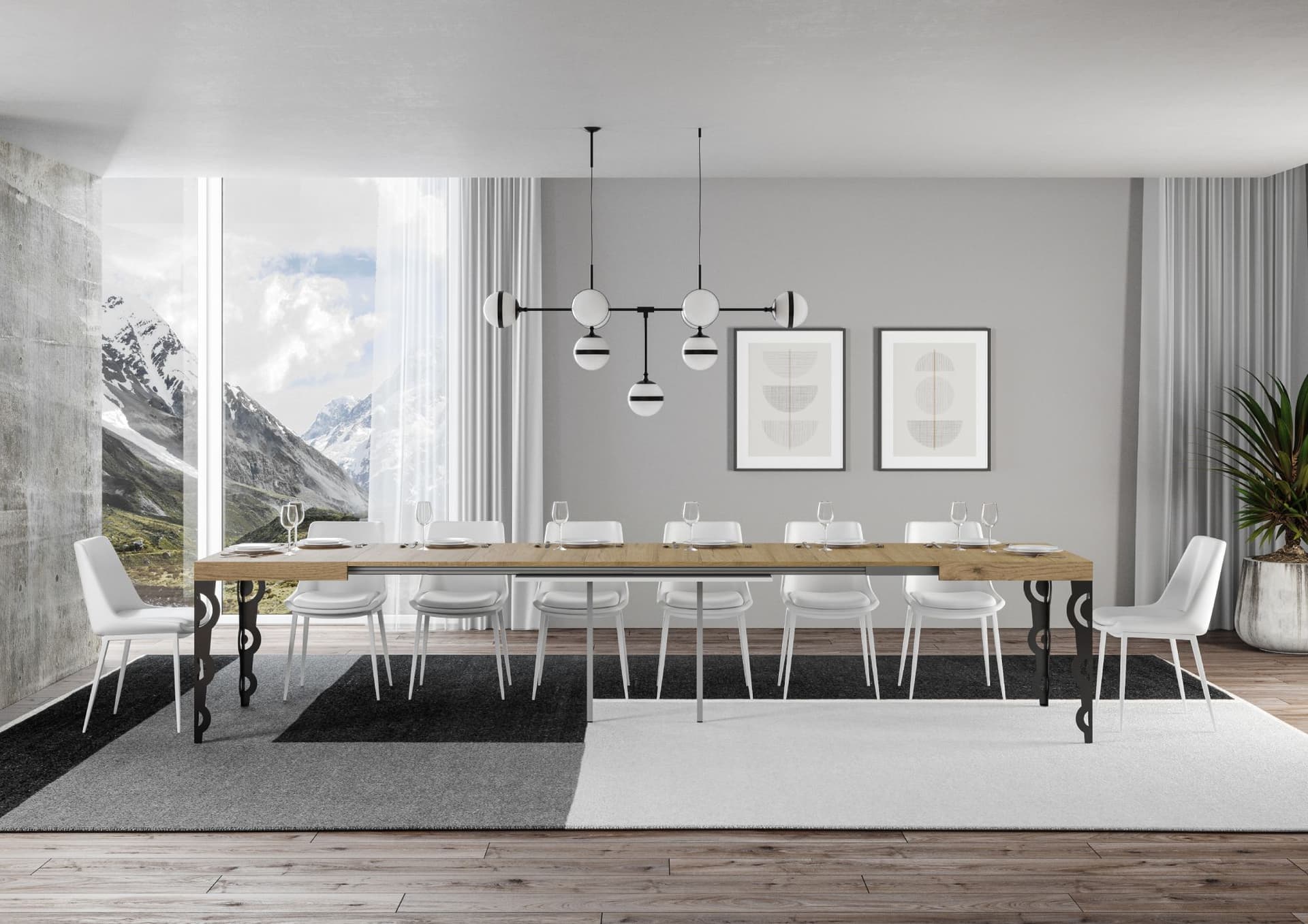 Tavolo "Treviso" allungabile in legno per sala da pranzo in Tavoli da sala da pranzo Decor Space - Altamura, commercioVirtuoso.it