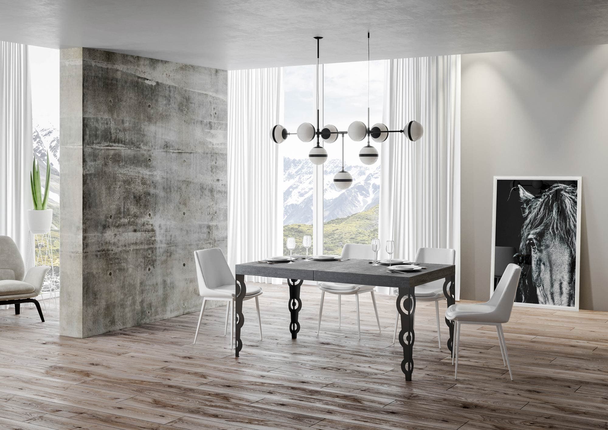 Tavolo "Treviso" allungabile in legno per sala da pranzo in Tavoli da sala da pranzo Decor Space - Altamura, commercioVirtuoso.it