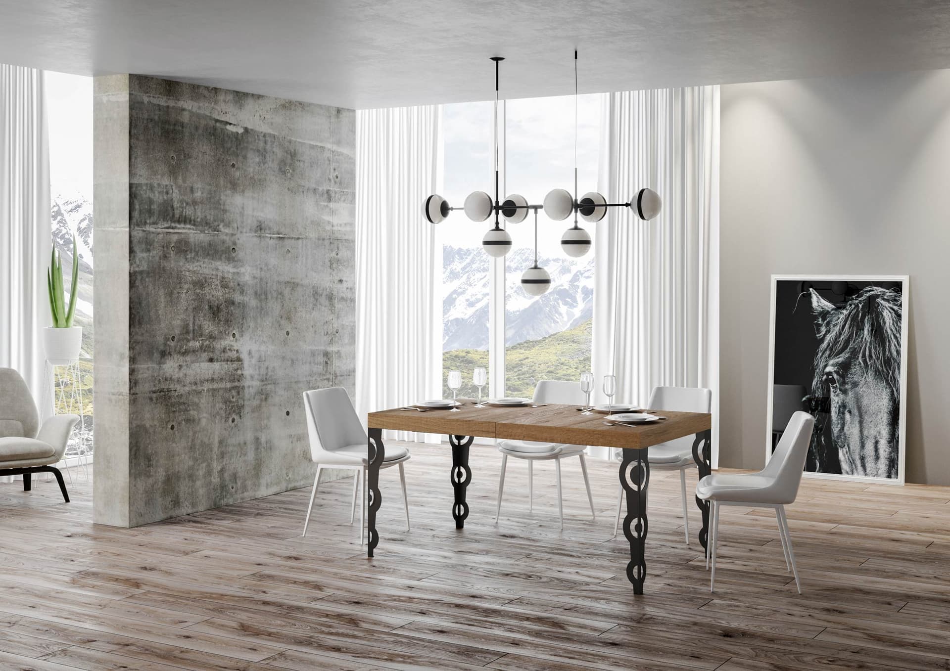 Tavolo "Treviso" allungabile in legno per sala da pranzo in Tavoli da sala da pranzo Decor Space - Altamura, commercioVirtuoso.it