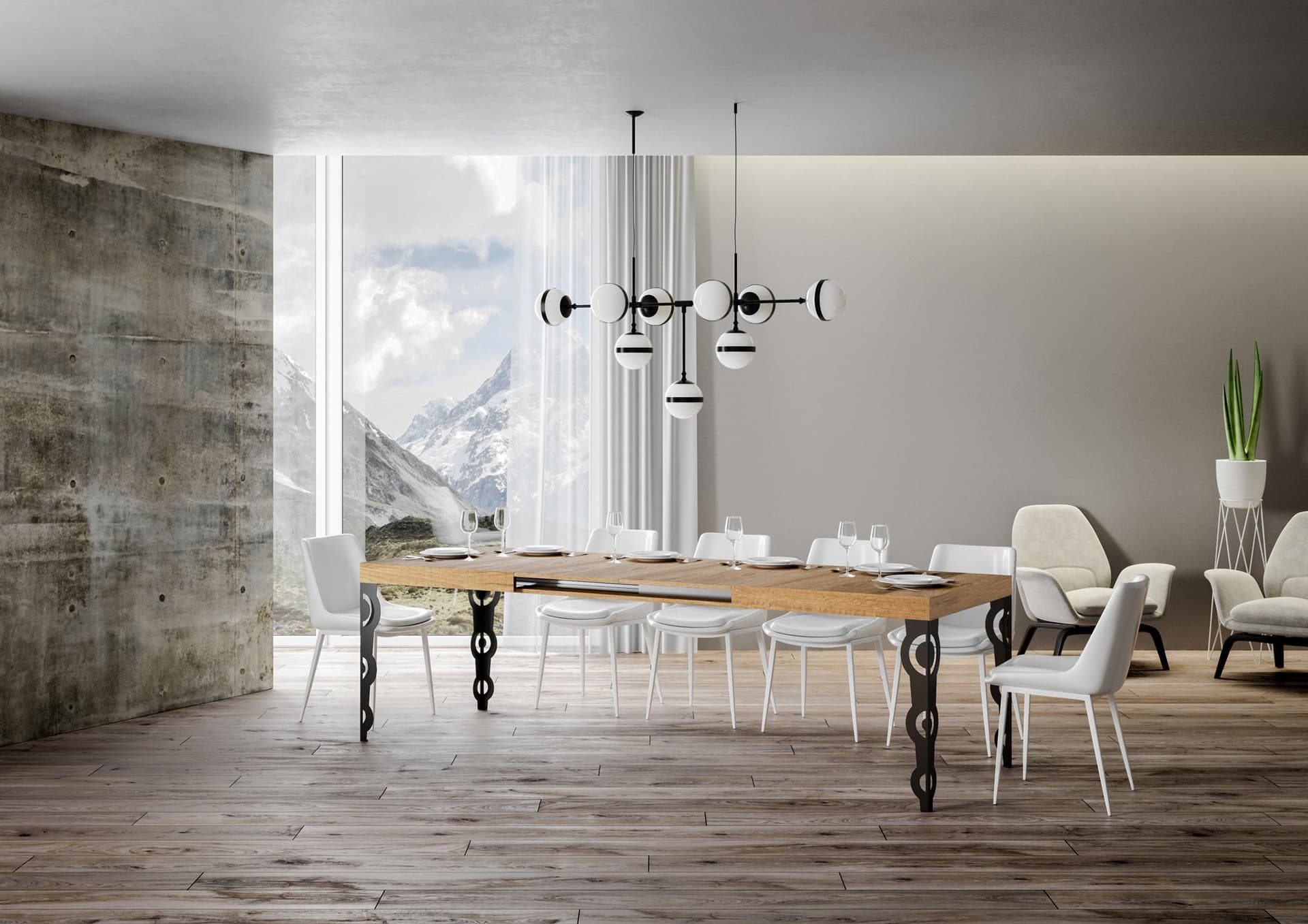 Tavolo "Treviso" allungabile in legno per sala da pranzo in Tavoli da sala da pranzo Decor Space - Altamura, commercioVirtuoso.it
