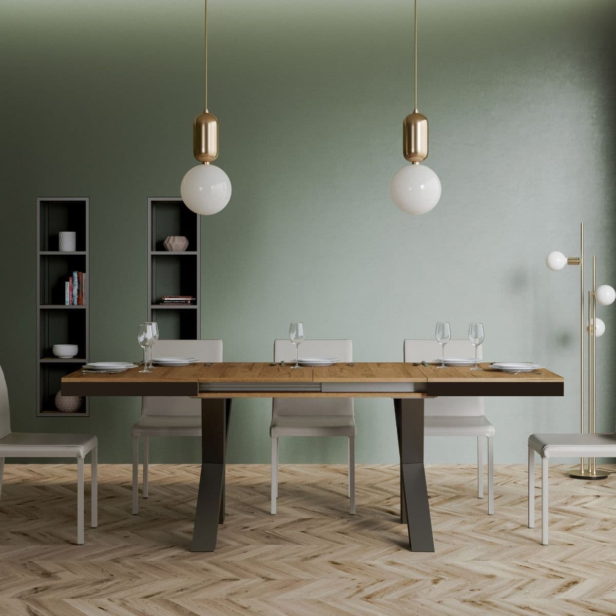 Tavolo "Andria" allungabile in legno per sala da pranzo in Tavoli da sala da pranzo Decor Space - Altamura, commercioVirtuoso.it