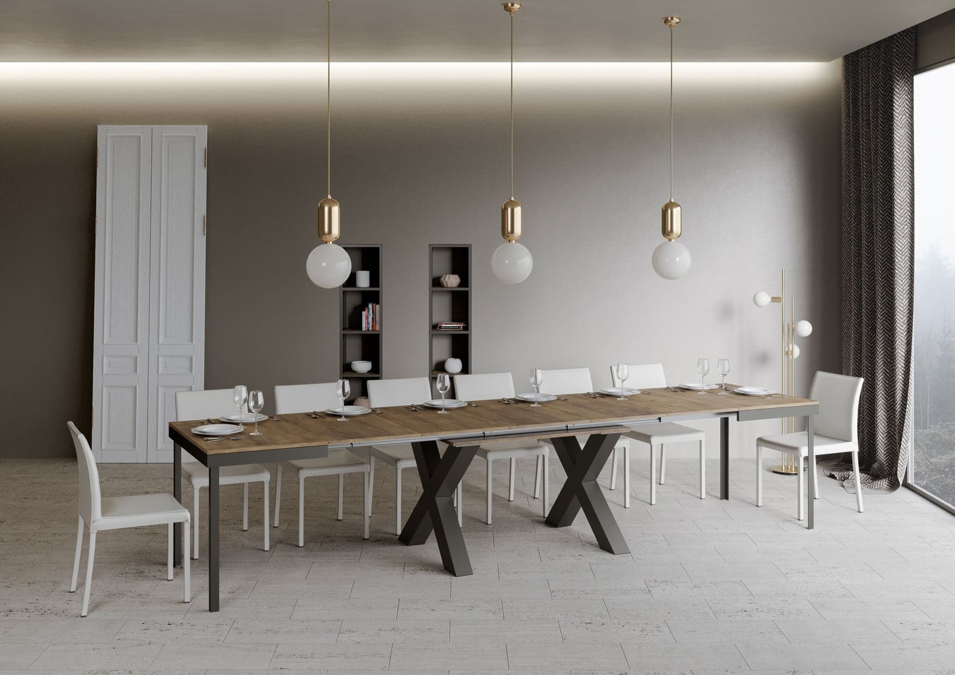 Tavolo "Andria" allungabile in legno per sala da pranzo in Tavoli da sala da pranzo Decor Space - Altamura, commercioVirtuoso.it