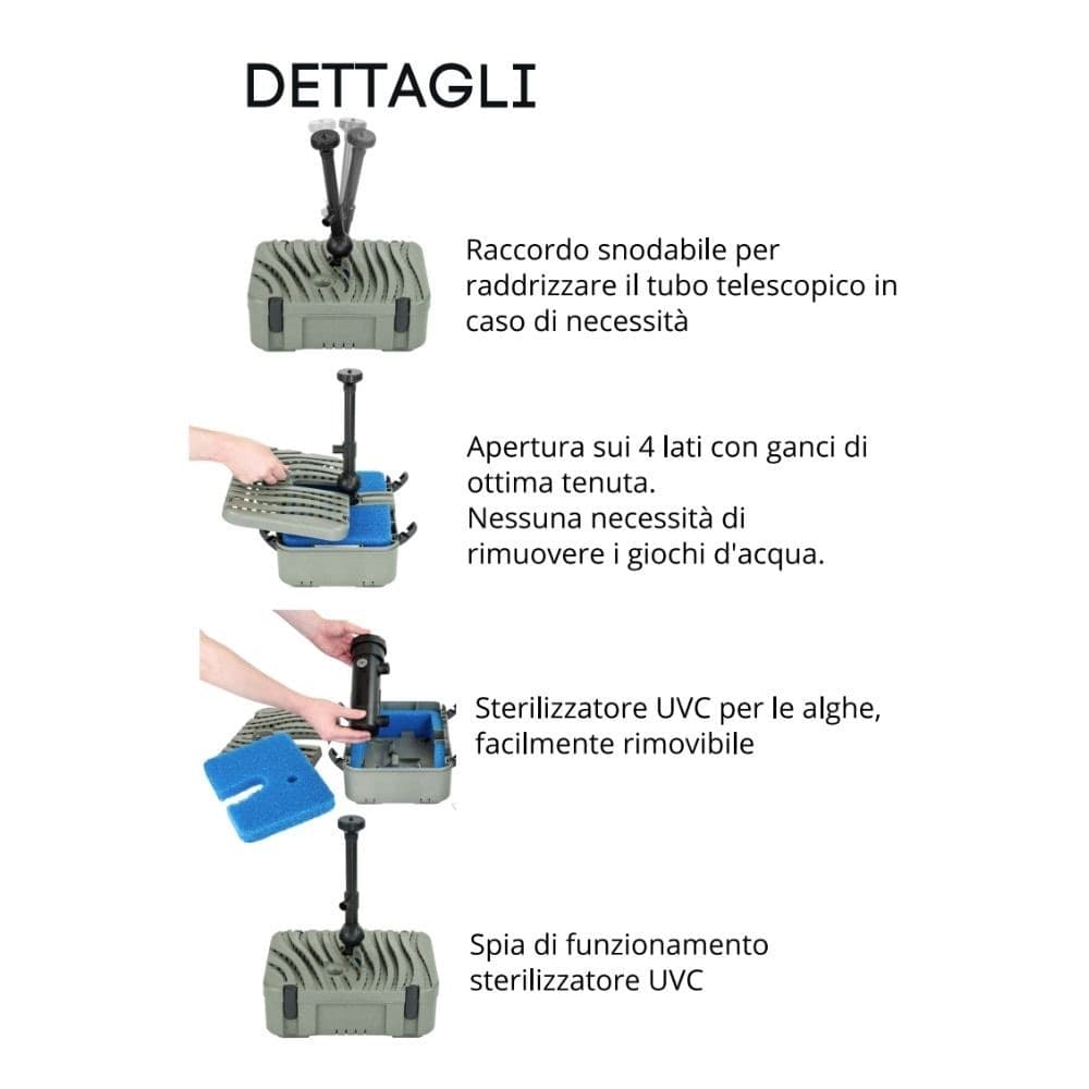Sicce Filtro Interno FiltraPond 2500 con Pompa Giochi e UVC da 9 Watt - 6