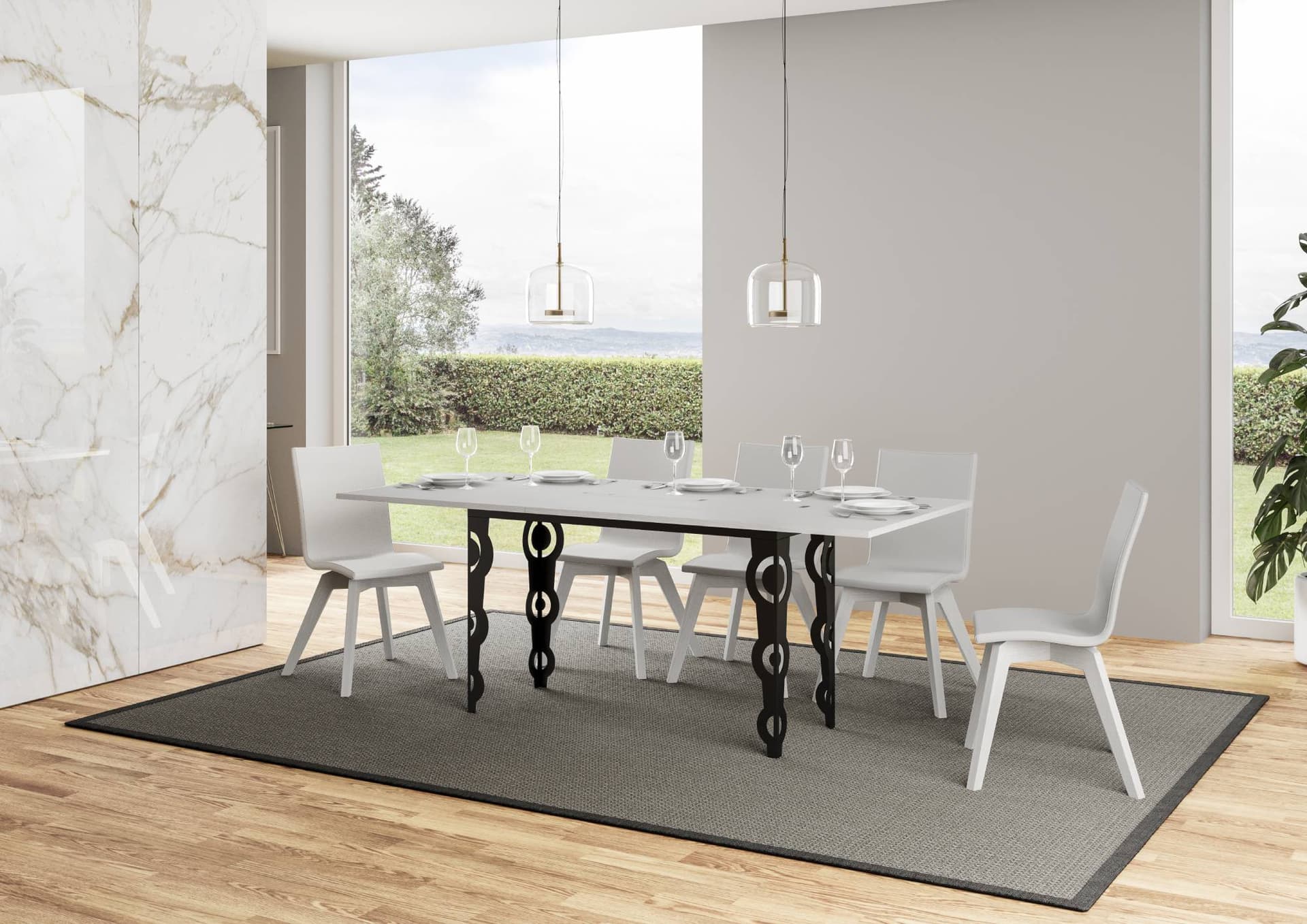 Tavolo "La Spezia" allungabile in legno per sala da pranzo in Tavoli da sala da pranzo Decor Space - Altamura, commercioVirtuoso.it
