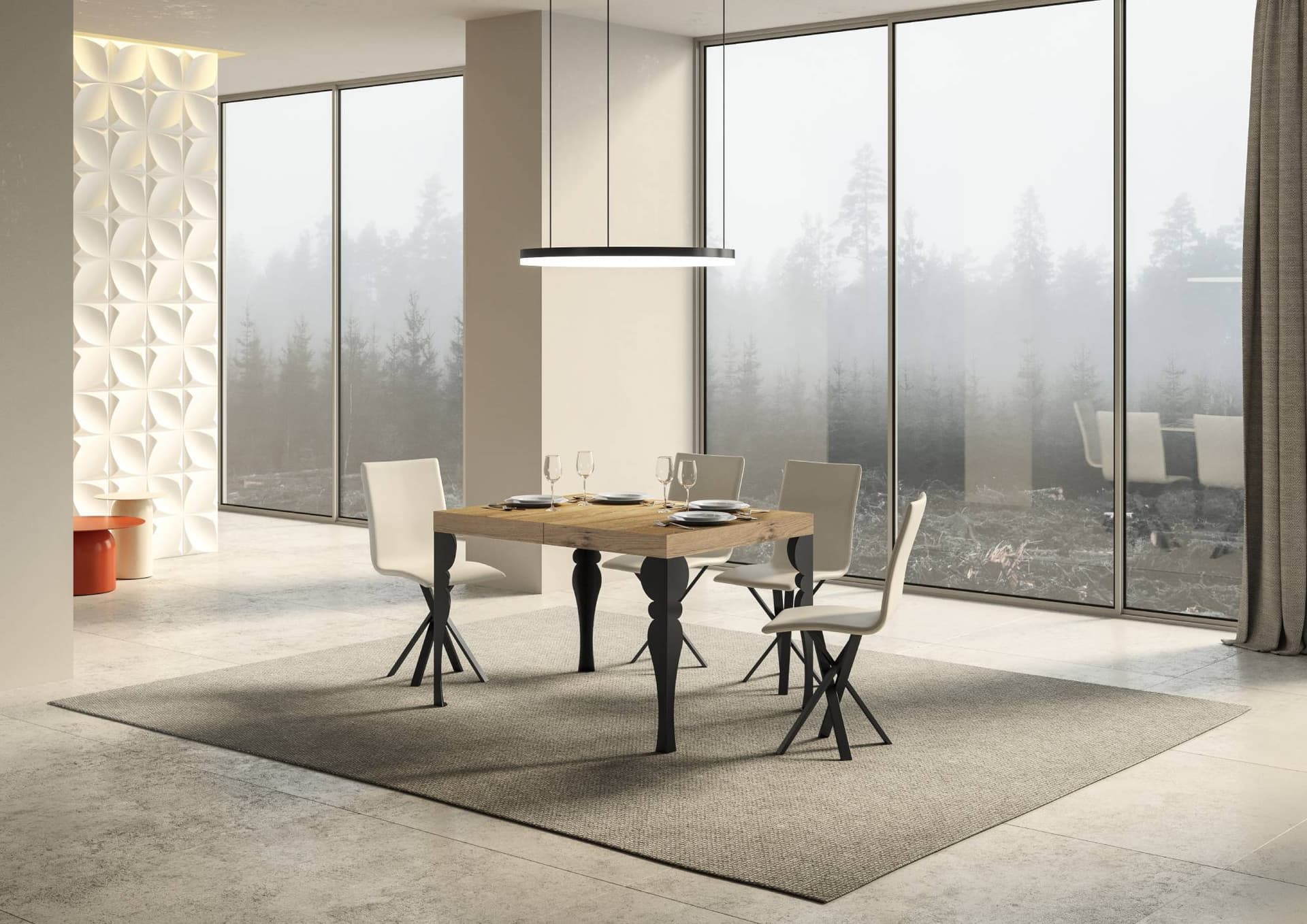 Tavolo "Lecce" allungabile in legno per sala da pranzo in Tavoli da sala da pranzo Decor Space - Altamura, commercioVirtuoso.it