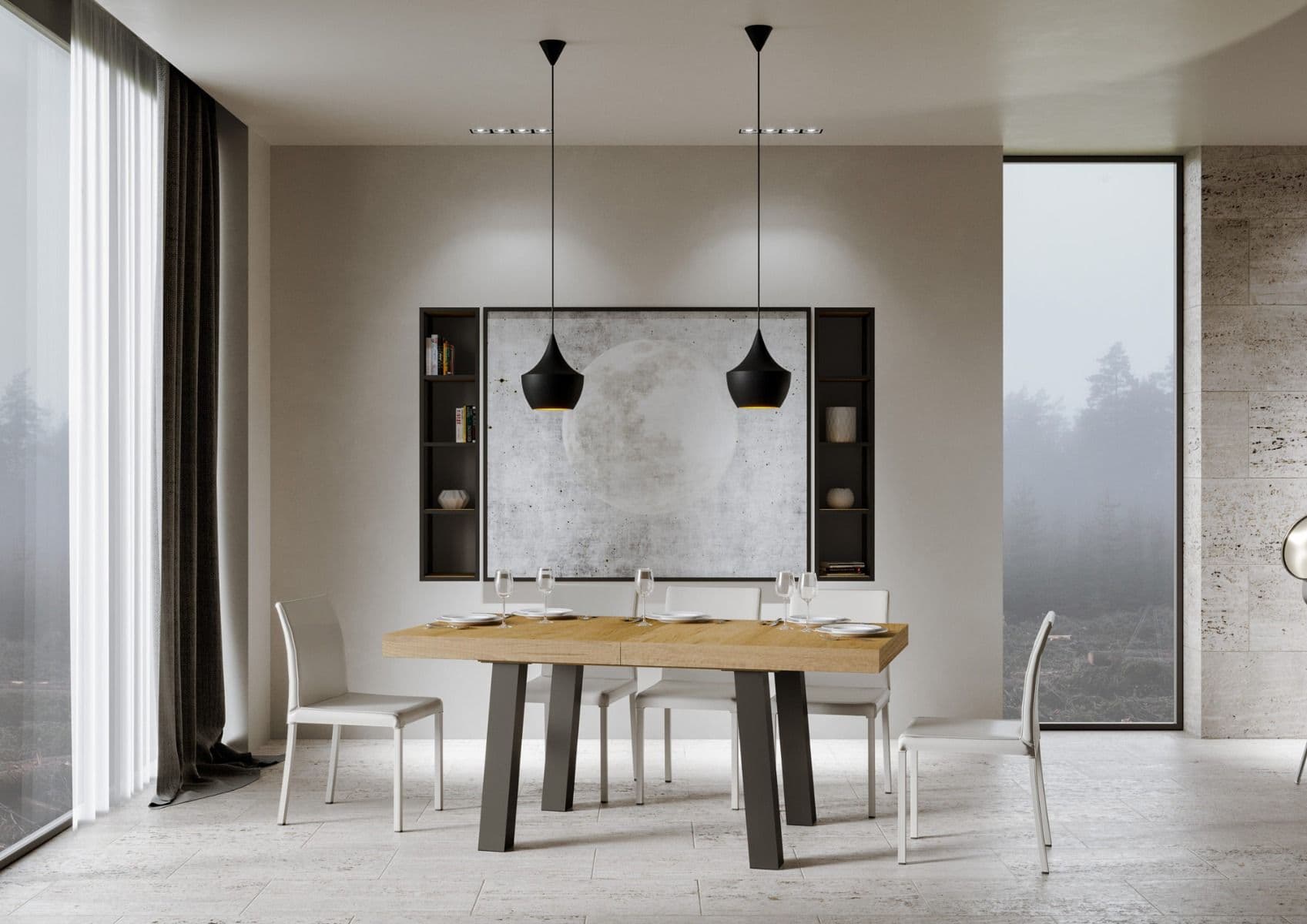 Tavolo "Arezzo" allungabile in legno per sala da pranzo in Tavoli da sala da pranzo Decor Space - Altamura, commercioVirtuoso.it