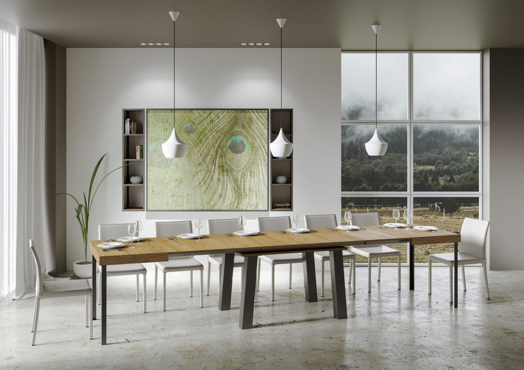 Tavolo "Arezzo" allungabile in legno per sala da pranzo in Tavoli da sala da pranzo Decor Space - Altamura, commercioVirtuoso.it