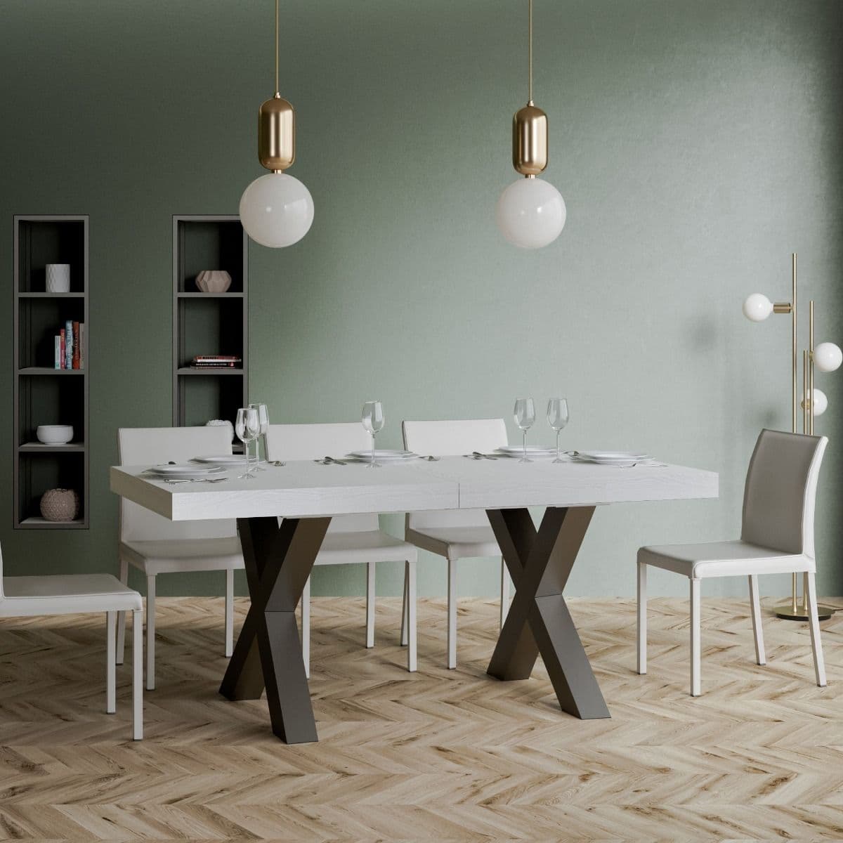 Tavolo "Perugia" allungabile in legno per sala da pranzo in Tavoli da sala da pranzo Decor Space - Altamura, commercioVirtuoso.it