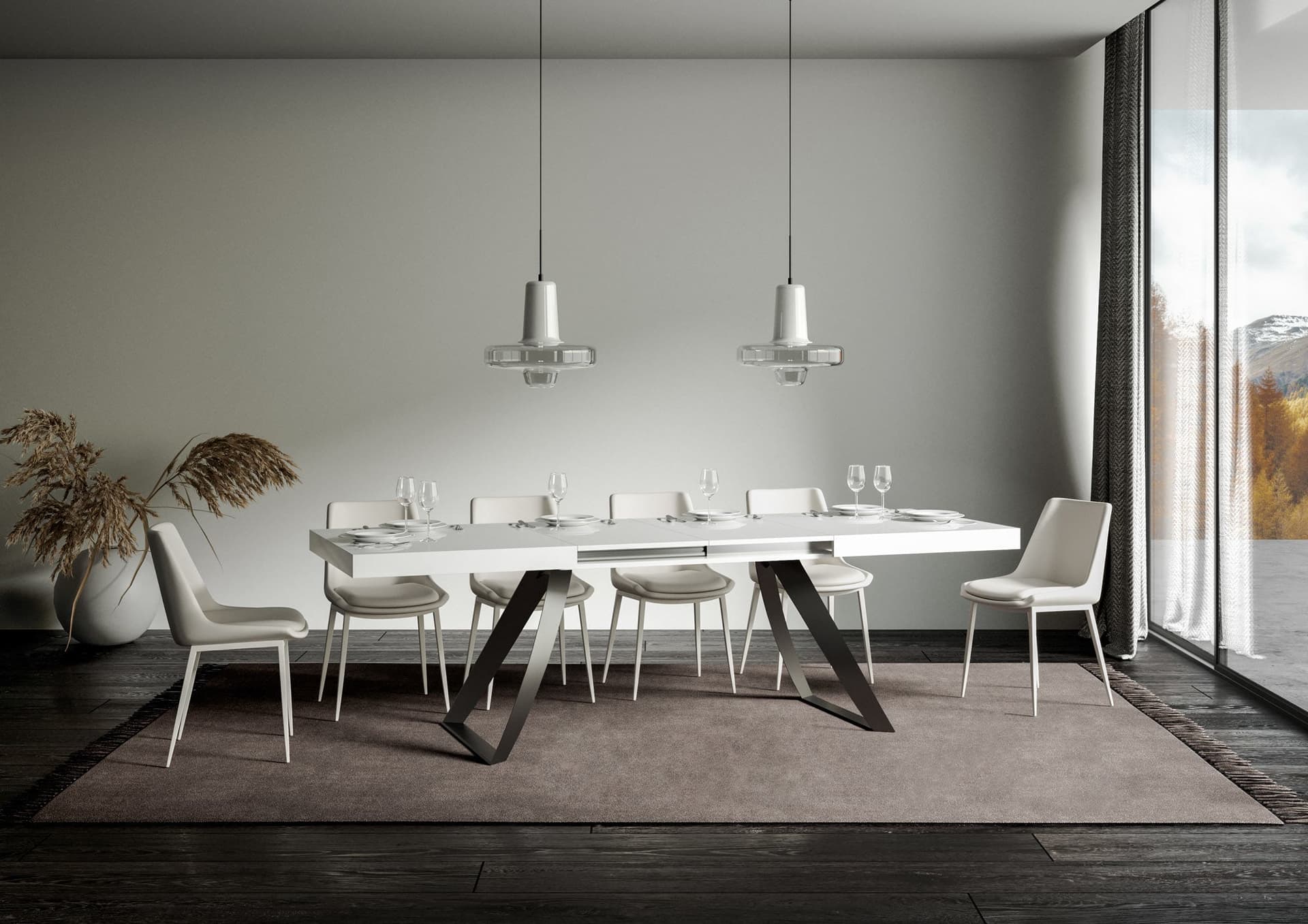 Tavolo "Alessandria" allungabile in legno per sala da pranzo in Tavoli da sala da pranzo Decor Space - Altamura, commercioVirtuoso.it