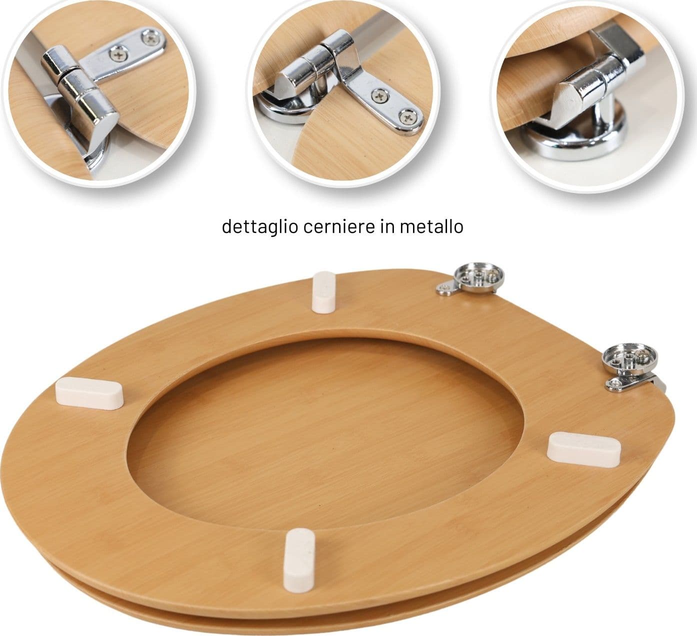 Ogomondo Sedile Copri Water Universale Bamboo MDF Legno Pesante Acero Chiaro - 4