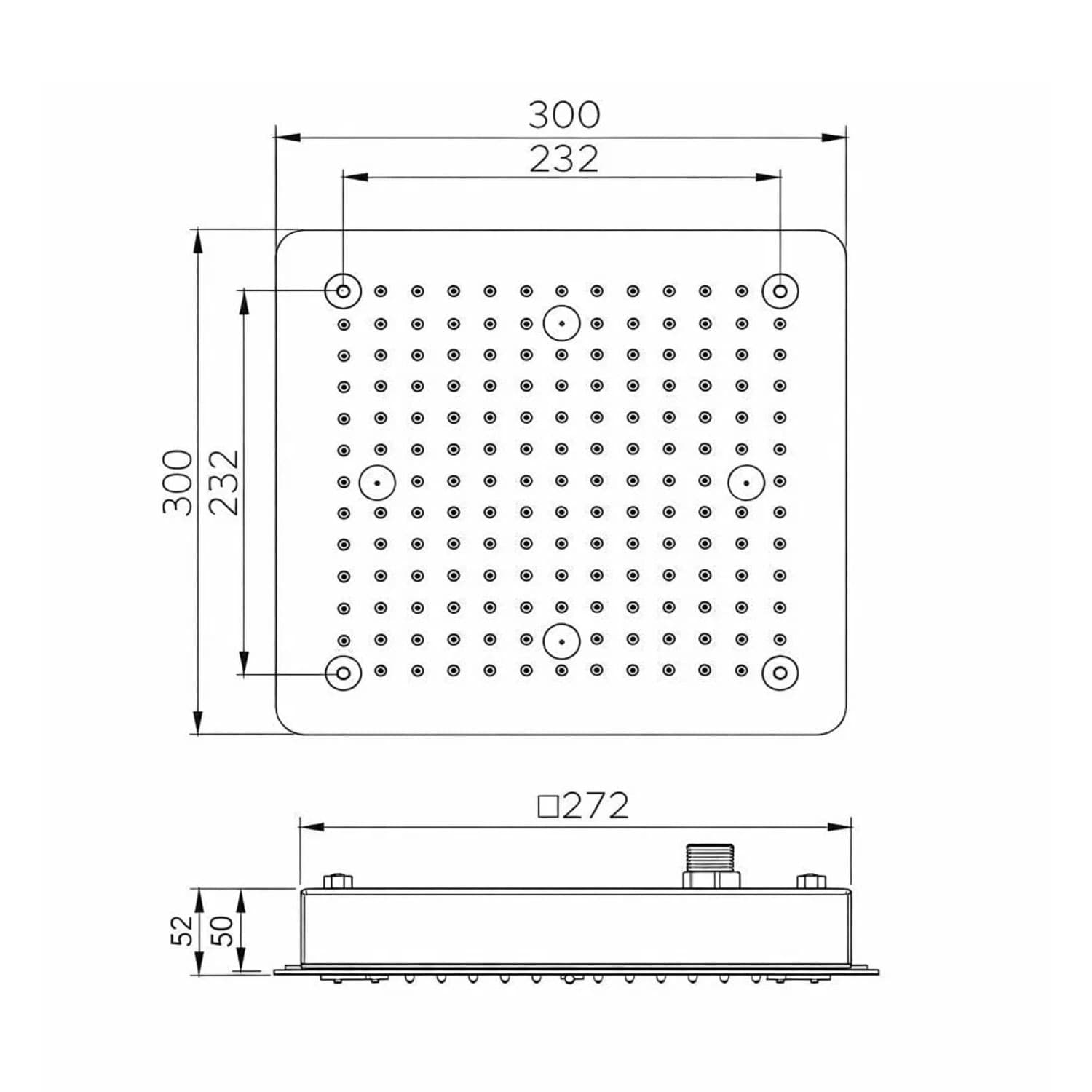 Soffione Doccia A Soffitto In Acciaio Inox Quadrato 300x2 Mm - 4