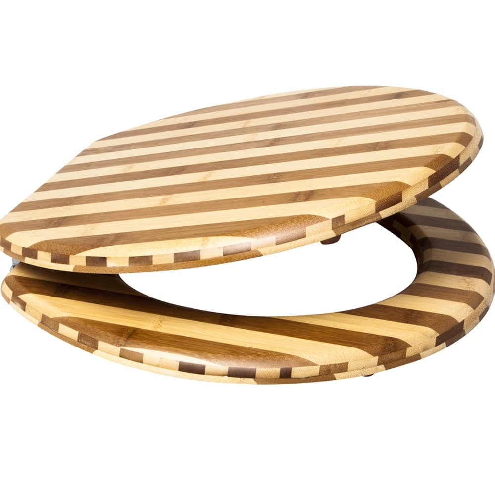 Sedile CopriWater Tavoletta Universale linea Bamboo MDF Legno Cerniere Metallo - 24