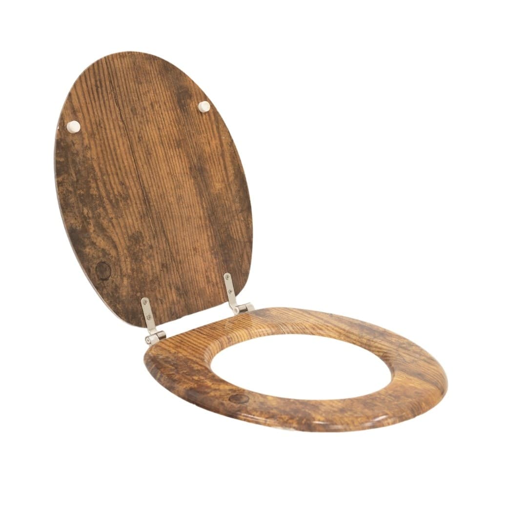 Sedile CopriWater Tavoletta Universale linea Bamboo MDF Legno Cerniere Metallo - 19