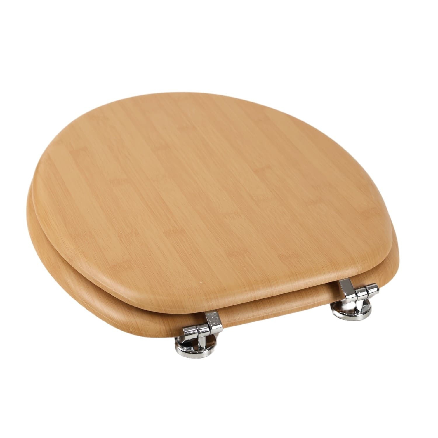 Sedile CopriWater Tavoletta Universale linea Bamboo MDF Legno Cerniere Metallo - 6