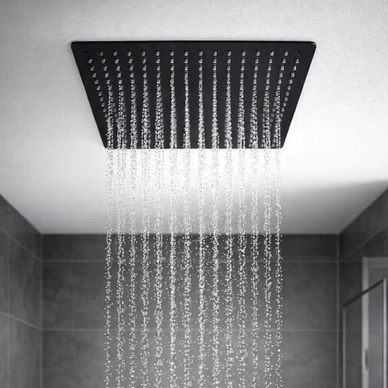 Soffione Doccia A Soffitto Incasso Nero Opaco Elegante 40x40x2 - 3