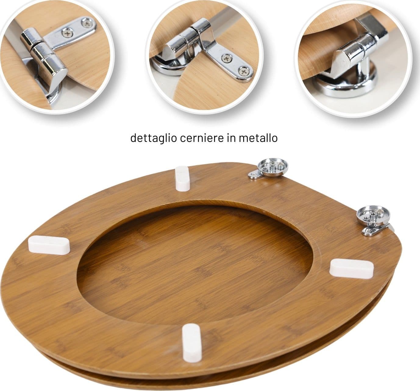 Ogomondo Sedile Copri Water Universale Bamboo MDF Legno Pesante Acero Scuro - 4