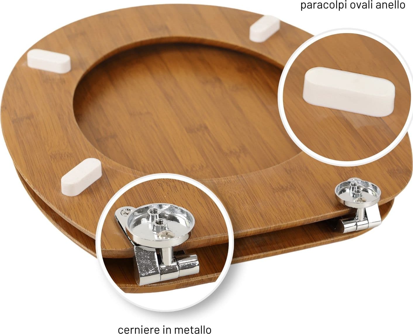 Ogomondo Sedile Copri Water Universale Bamboo MDF Legno Pesante Acero Scuro - 6