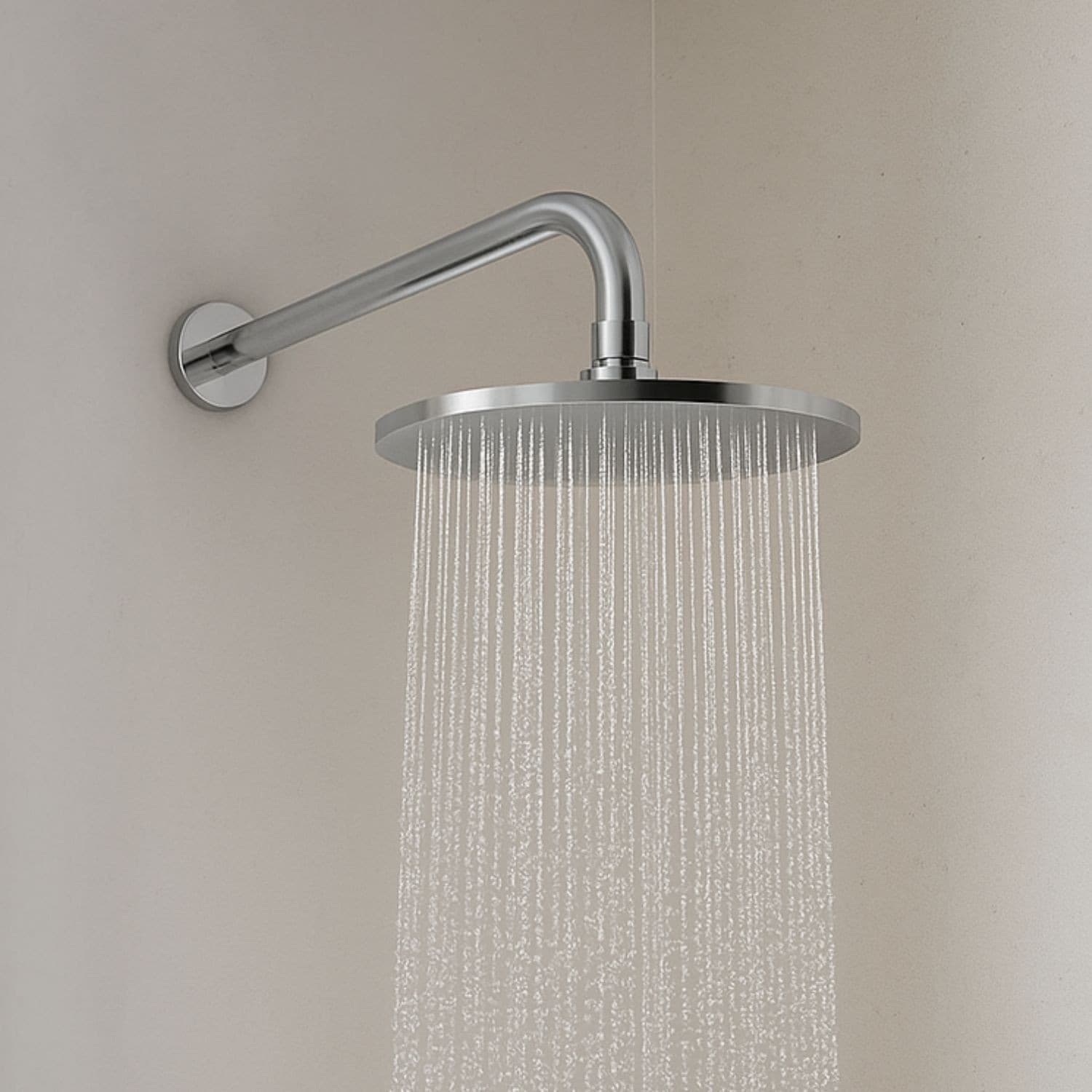 Braccio Doccia Ottone Cromato + Soffione Doccia Tondo Ottone Cromato Diam 300x8 Mm Spessore - 3