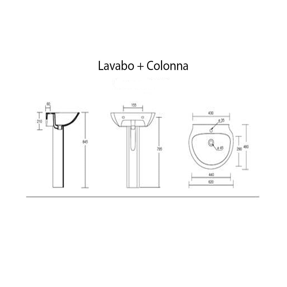 Ogomondo Sanitari A Pavimento + Lavabo Dark  Vaso WC + Bidet + Sedile - 3