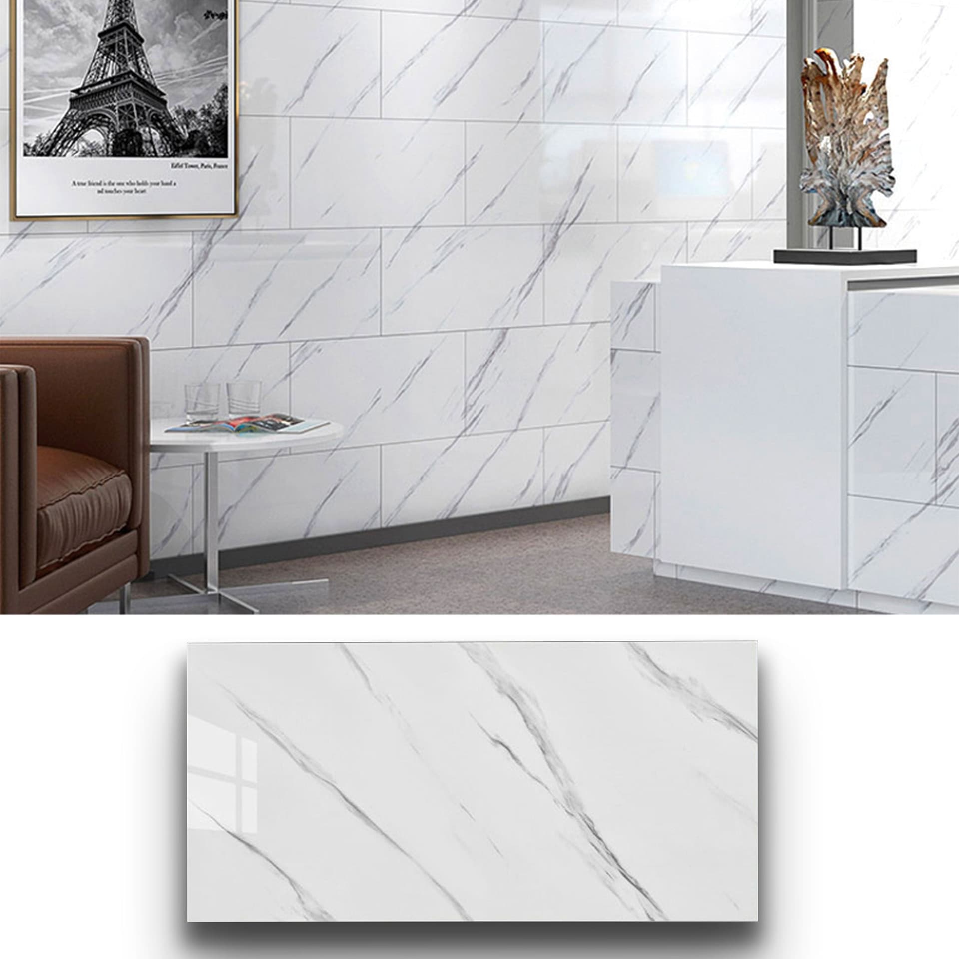 Pannelli in PVC Autoadesivi Effetto Marmo/Granito 60x30xcm Lussuosi, isolanti, idrorepellenti, ignifughi - Eternal Parquet