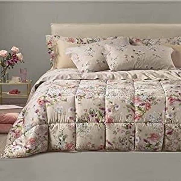 Trapunta matrimoniale Caleffi Damasco in raso di cotone-Beige – letto