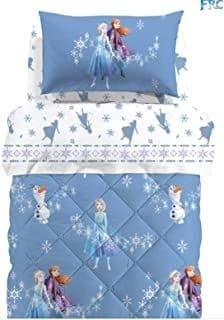 Caleffi Completo Lenzuola in Puro Cotone Art. Frozen Magic - Celeste, 1 Piazza - 2