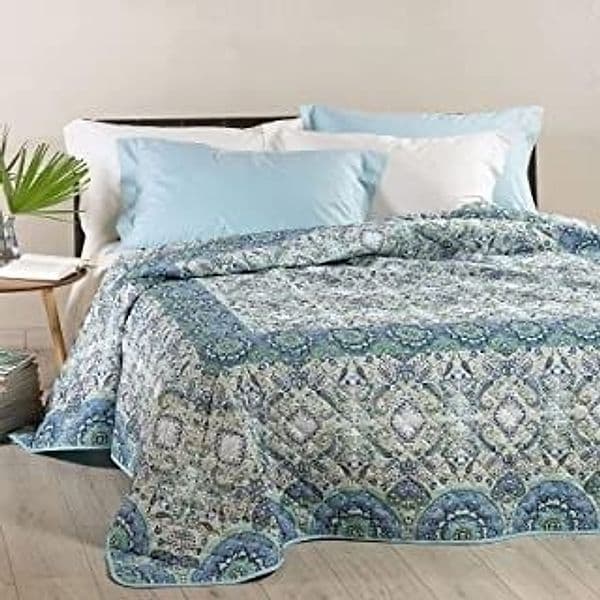 Copriletto Primaverile Trapuntato Caleffi Articolo Home In Cotone Matrimoniale 260x270cm (Blu) – tessuto