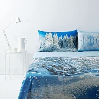 Completo Letto Bassetti in puro cotone Lenzuola effetto copriletto con stampa digitale Art. Let It Snow Matrimoniale - 2