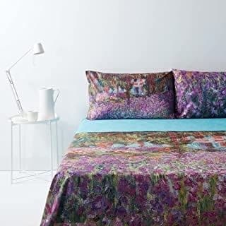 Completo Letto Bassetti in puro cotone Lenzuola effetto copriletto con stampa digitale Art. Il giardino dell’artista a Giverny Matrimoniale - 2