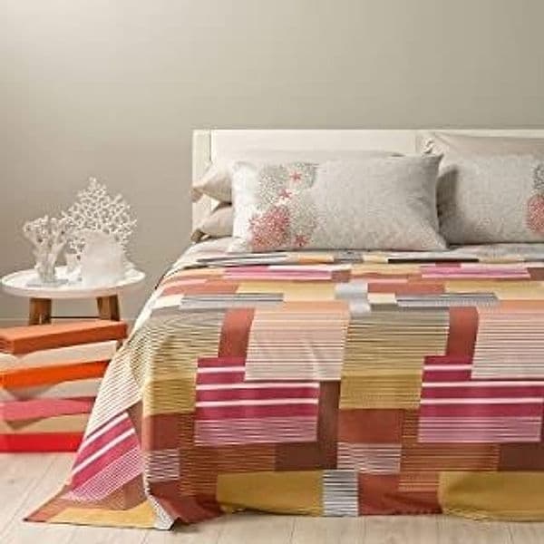 Copriletto Caleffi Estivo Art.Formentera in Cotone Piquet non Trapuntato (Arancio, Matrimoniale) – tessuto