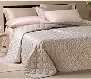 Caleffi Copriletto Matrimoniale Trapuntato Leggero in Raso Jacquard Art. Astoria - Beige, 2 Piazze - 2