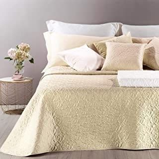 Caleffi  Raso di Cotone Patricia Copriletto Primaverile per Matrimoniale Letto, Avorio - 2