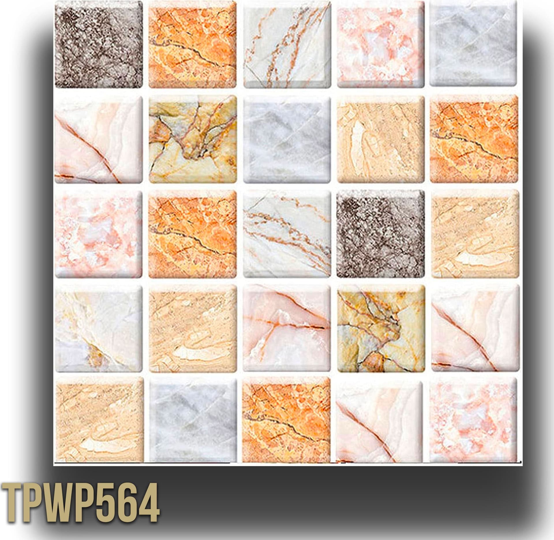 pacco da 4 Pannelli 3D Autoadesivi in PVC 30X30cm vari decori ultrarealistici ideali per bagni e cucine – MARMO MOSAICO -