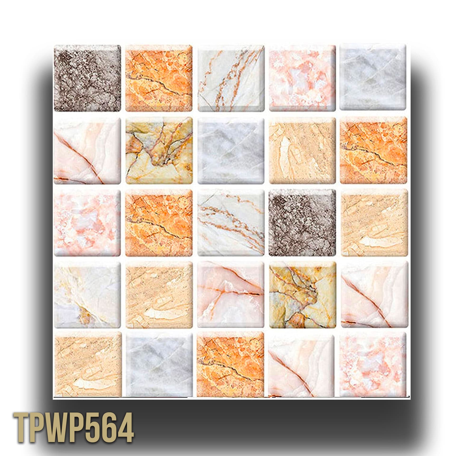 pacco da 4 Pannelli 3D Autoadesivi in PVC 30X30cm vari decori ultrarealistici ideali per bagni e cucine - 47