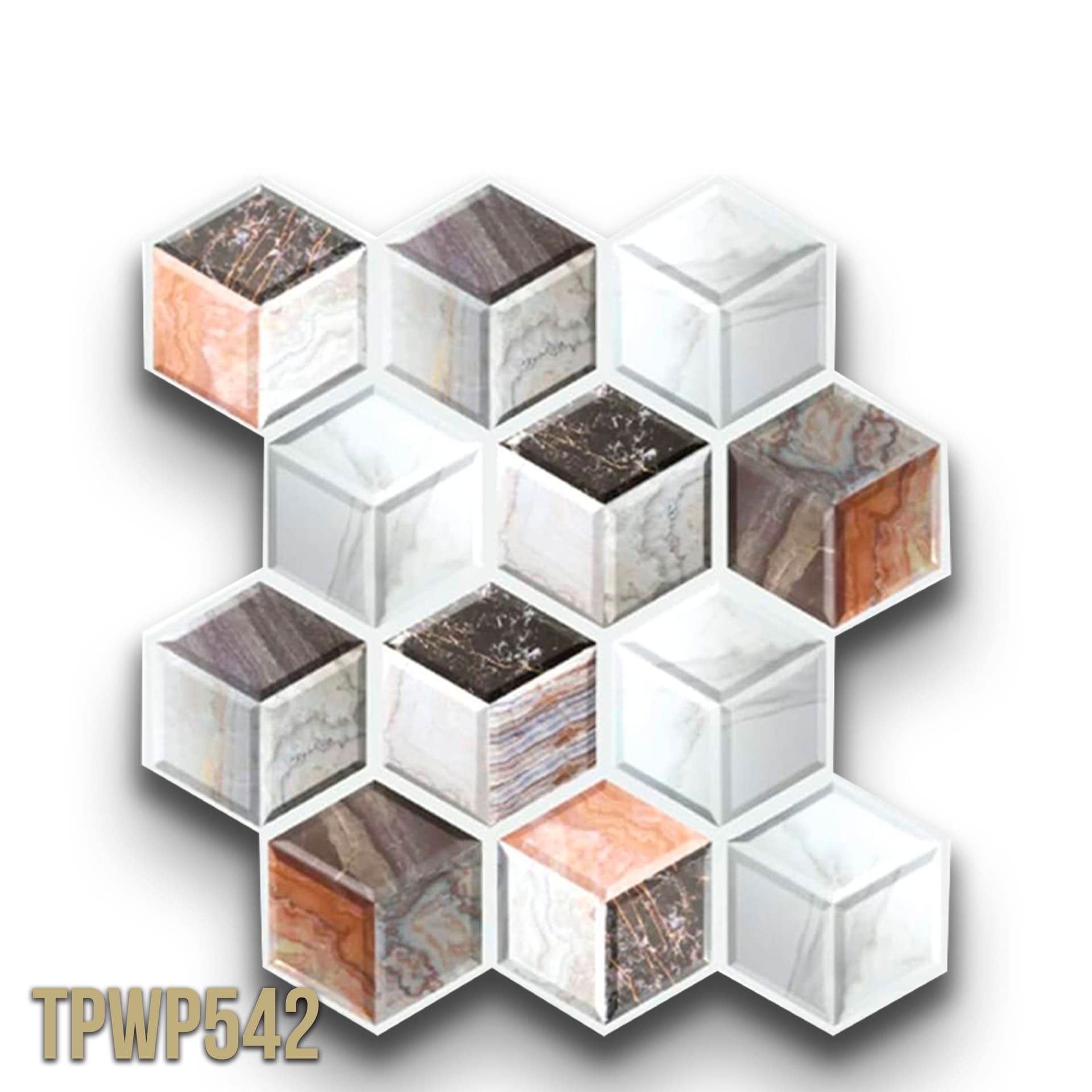 pacco da 4 Pannelli 3D Autoadesivi in PVC 30X30cm vari decori ultrarealistici ideali per bagni e cucine - 49