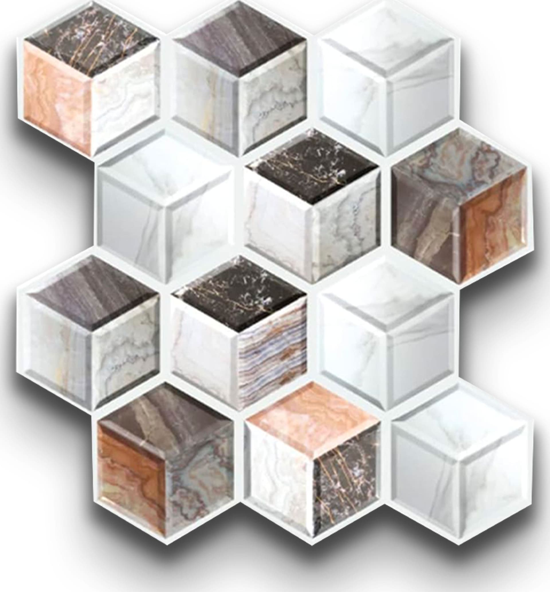 pacco da 4 Pannelli 3D Autoadesivi in PVC 30X30cm vari decori ultrarealistici ideali per bagni e cucine - Eternal Parquet
