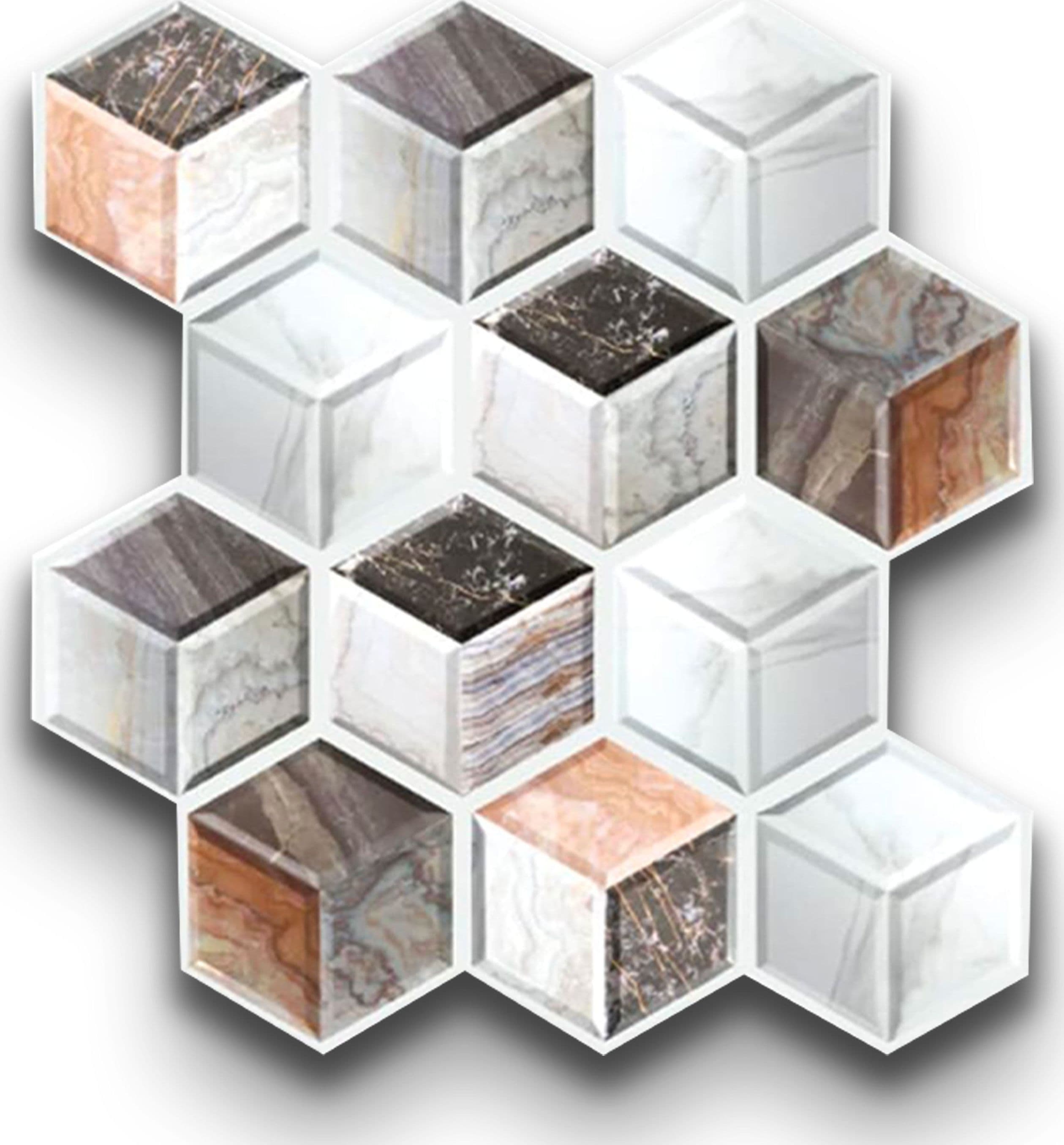 pacco da 4 Pannelli 3D Autoadesivi in PVC 30X30cm vari decori ultrarealistici ideali per bagni e cucine - Eternal Parquet