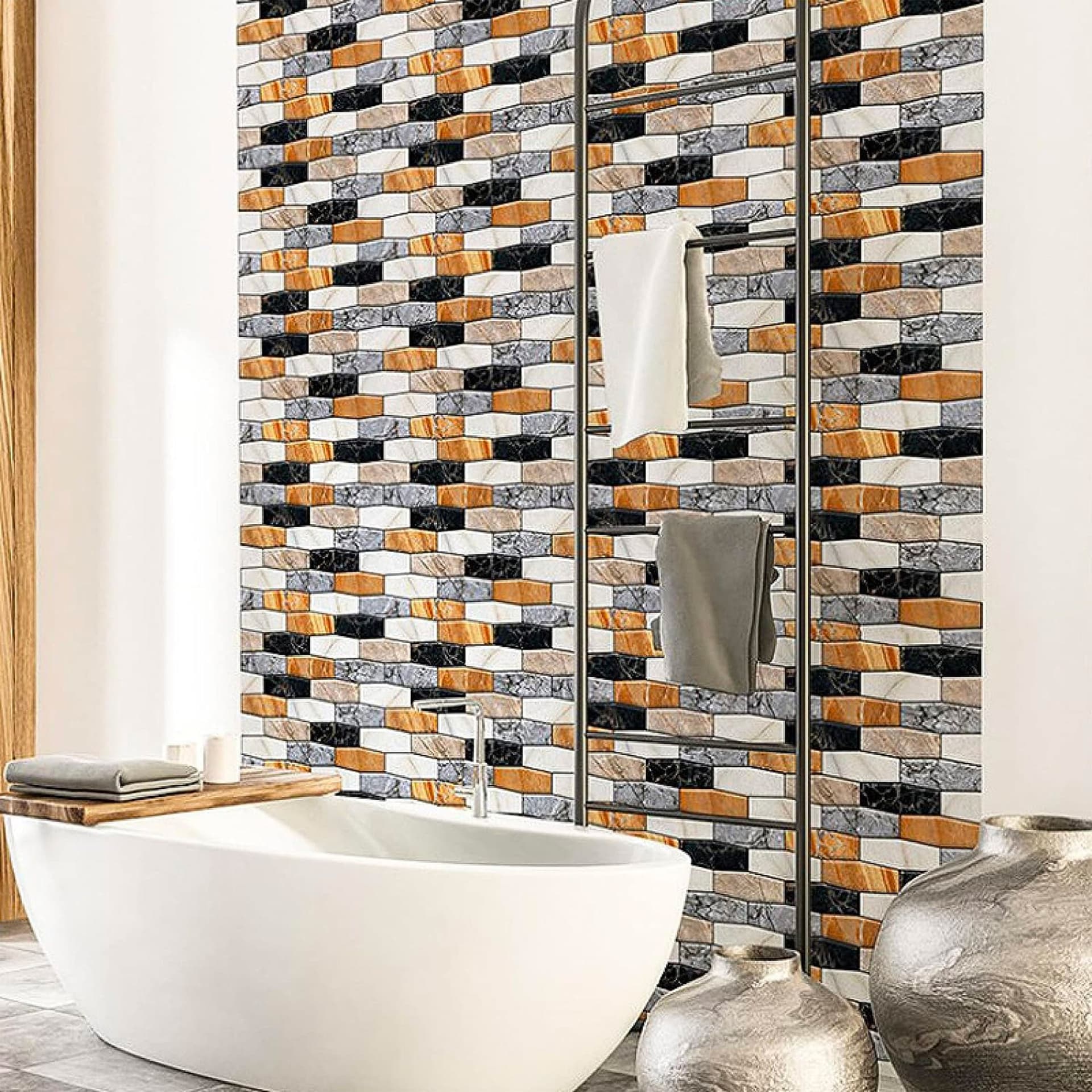pacco da 4 Pannelli 3D Autoadesivi in PVC 30X30cm vari decori ultrarealistici ideali per bagni e cucine - Eternal Parquet