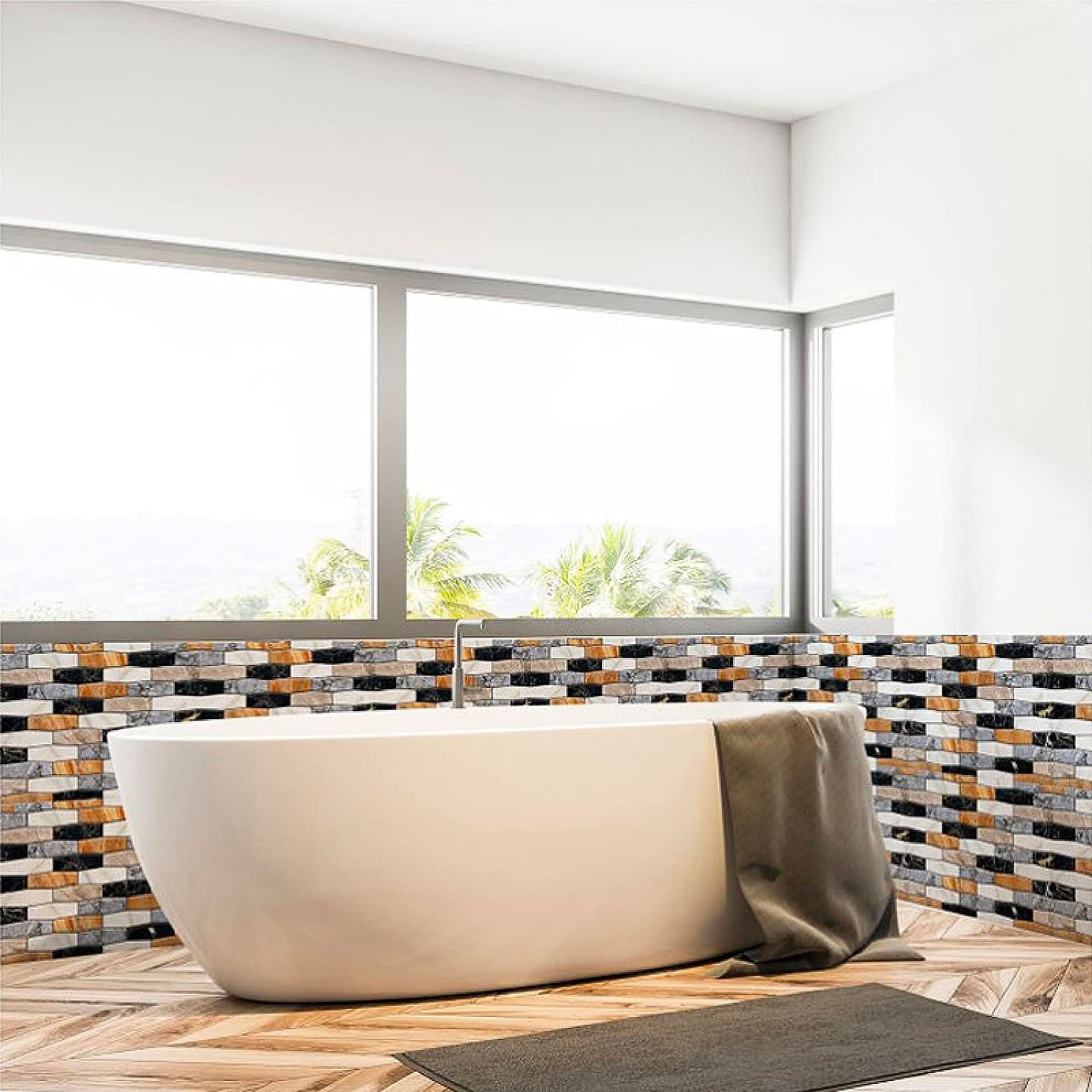 pacco da 4 Pannelli 3D Autoadesivi in PVC 30X30cm vari decori ultrarealistici ideali per bagni e cucine - Eternal Parquet