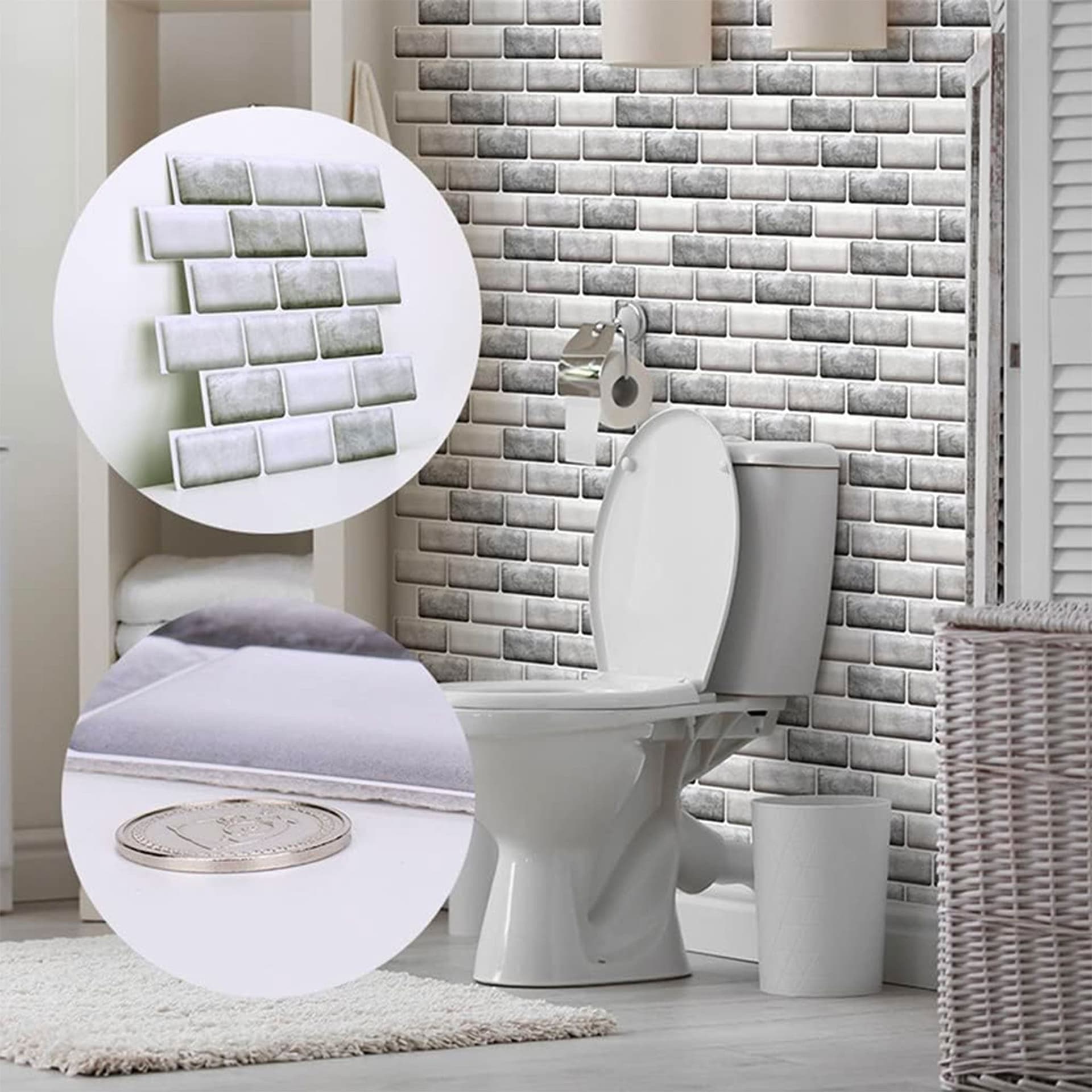 pacco da 4 Pannelli 3D Autoadesivi in PVC 30X30cm vari decori ultrarealistici ideali per bagni e cucine - 27