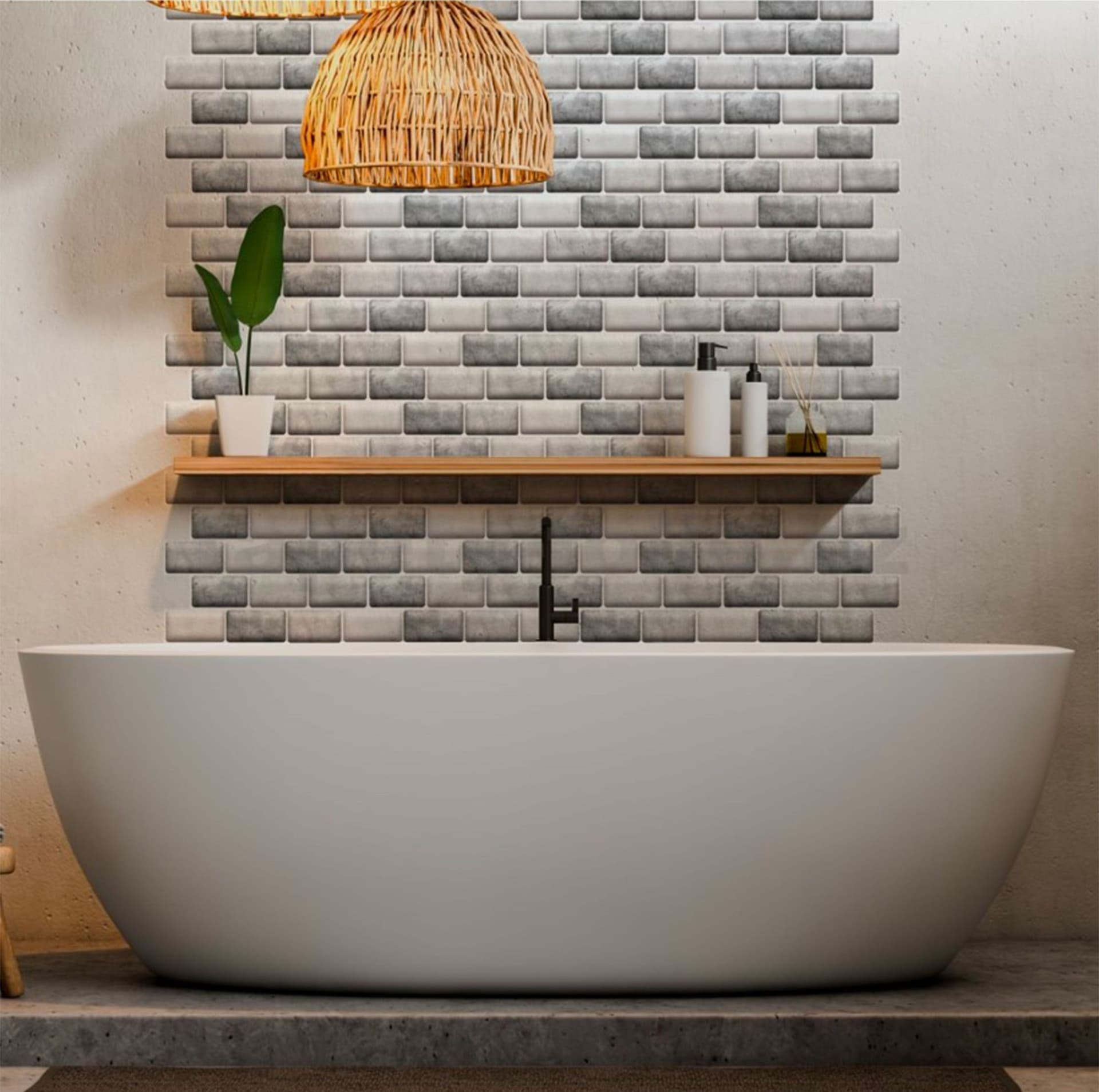 pacco da 4 Pannelli 3D Autoadesivi in PVC 30X30cm vari decori ultrarealistici ideali per bagni e cucine - 28