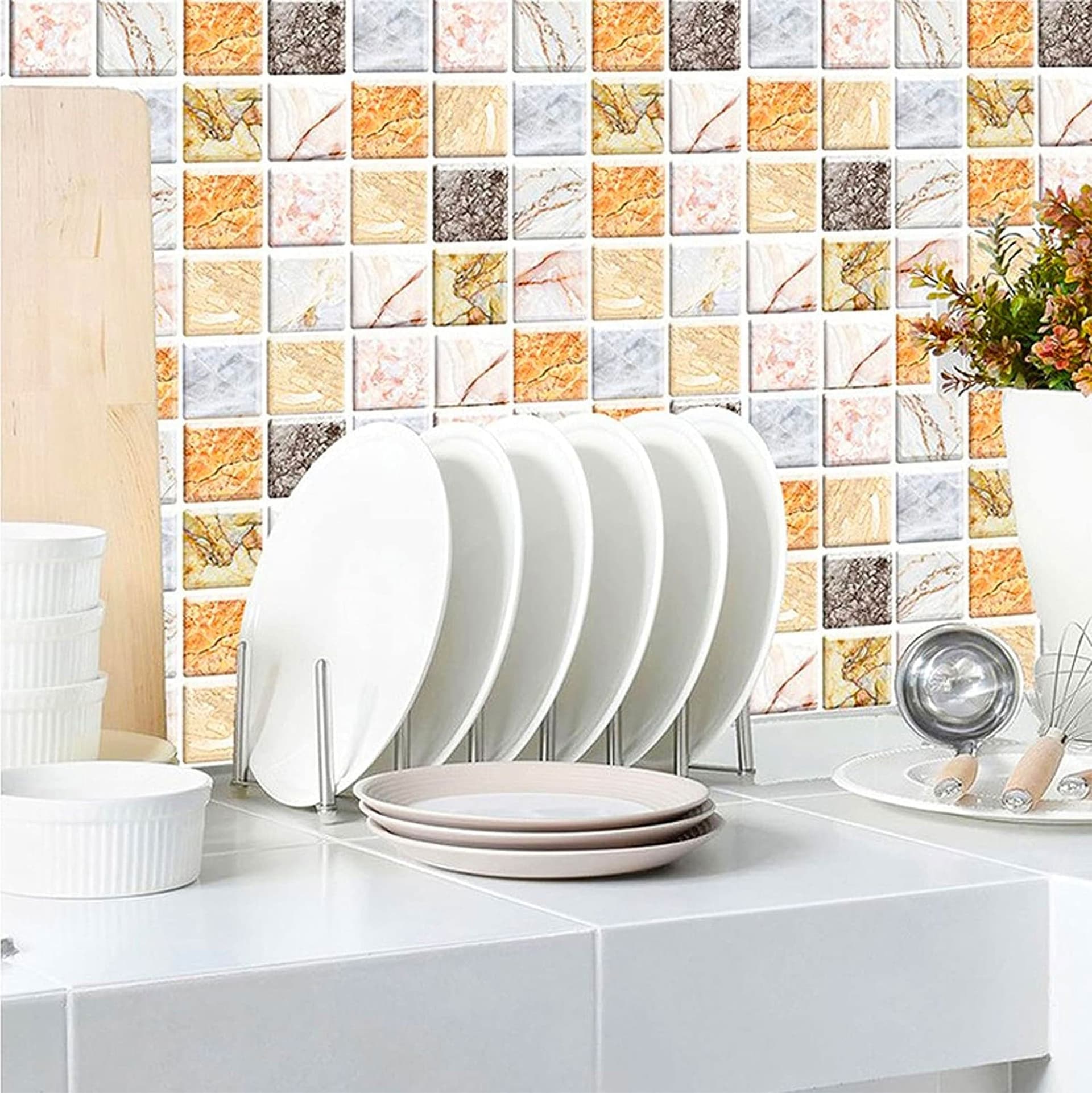 pacco da 4 Pannelli 3D Autoadesivi in PVC 30X30cm vari decori ultrarealistici ideali per bagni e cucine - Eternal Parquet