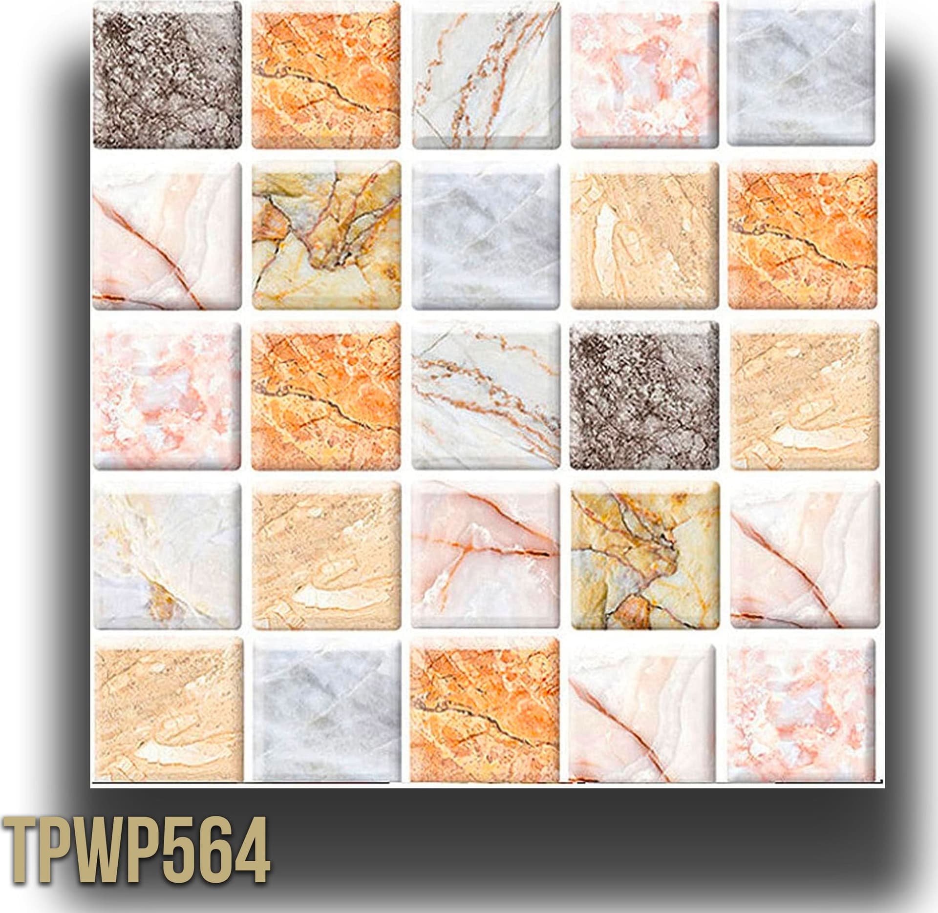 pacco da 4 Pannelli 3D Autoadesivi in PVC 30X30cm vari decori ultrarealistici ideali per bagni e cucine - 41