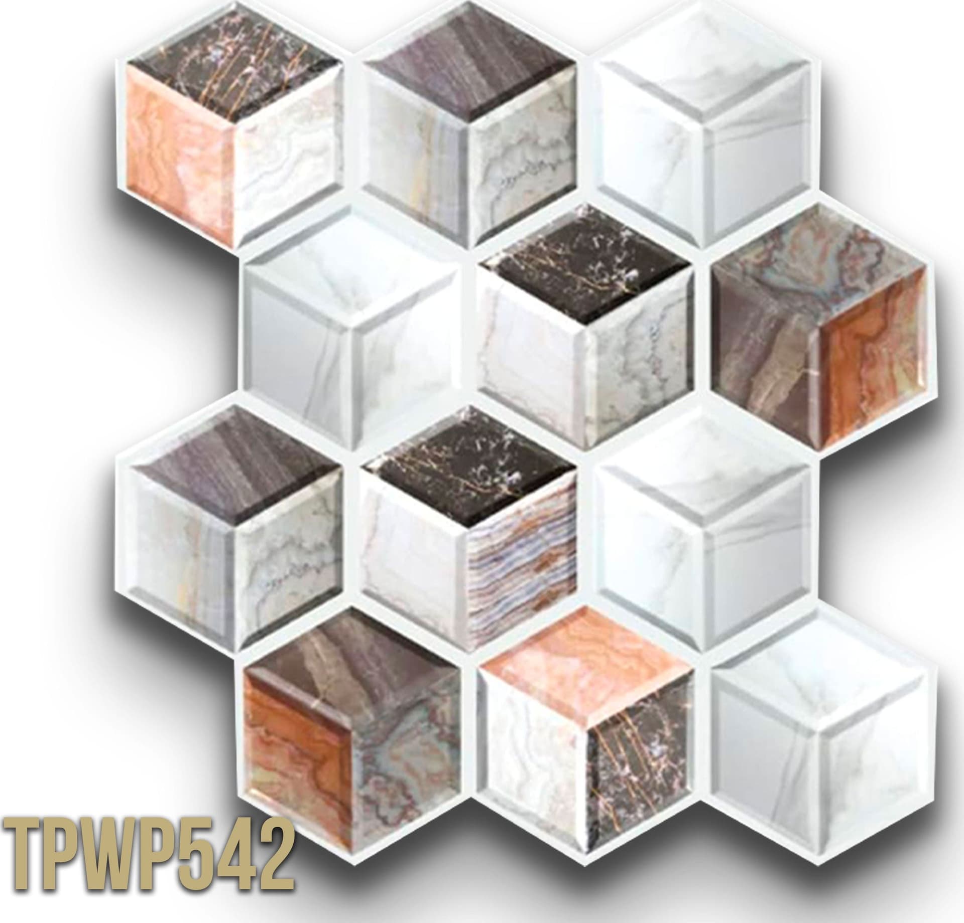 pacco da 4 Pannelli 3D Autoadesivi in PVC 30X30cm vari decori ultrarealistici ideali per bagni e cucine - 43