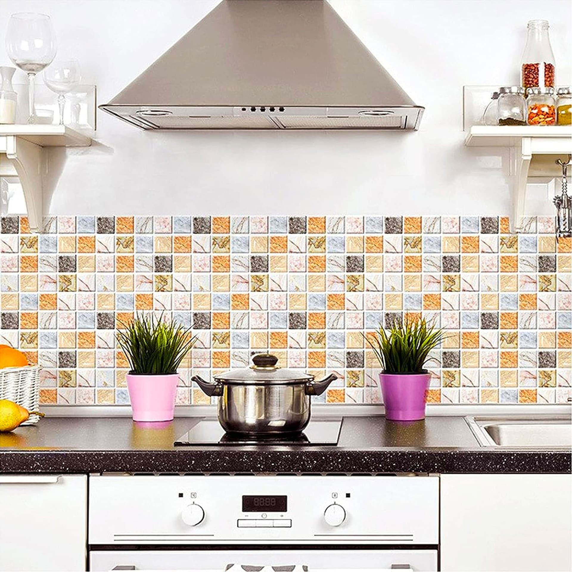 pacco da 4 Pannelli 3D Autoadesivi in PVC 30X30cm vari decori ultrarealistici ideali per bagni e cucine - Eternal Parquet
