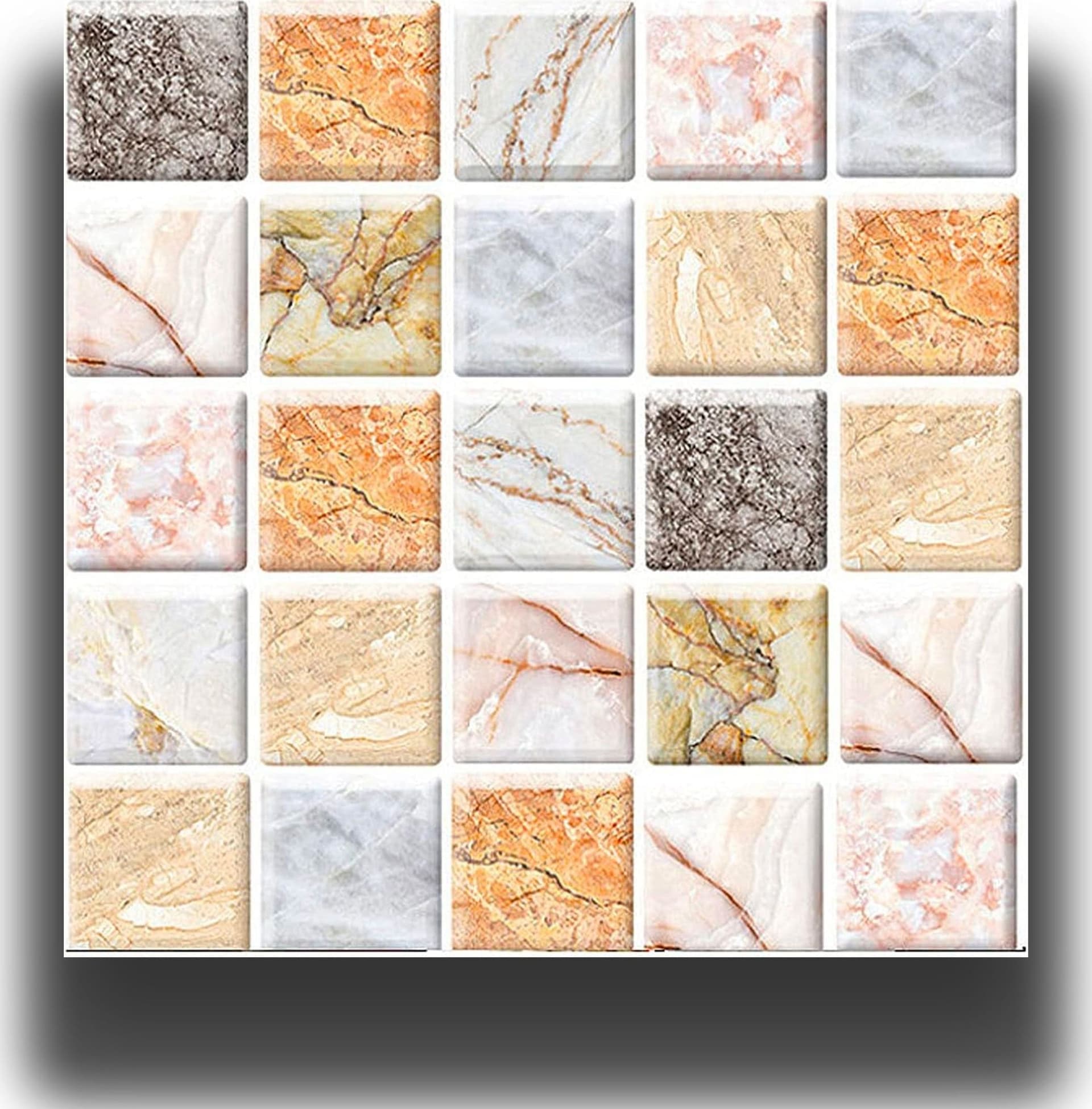 pacco da 4 Pannelli 3D Autoadesivi in PVC 30X30cm vari decori ultrarealistici ideali per bagni e cucine - Eternal Parquet