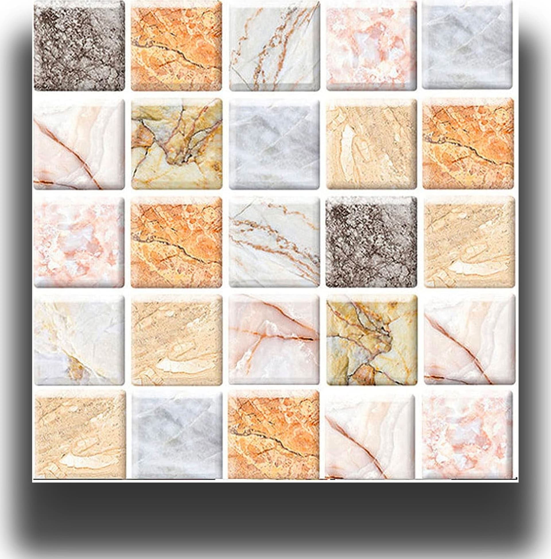 pacco da 4 Pannelli 3D Autoadesivi in PVC 30X30cm vari decori ultrarealistici ideali per bagni e cucine - Eternal Parquet