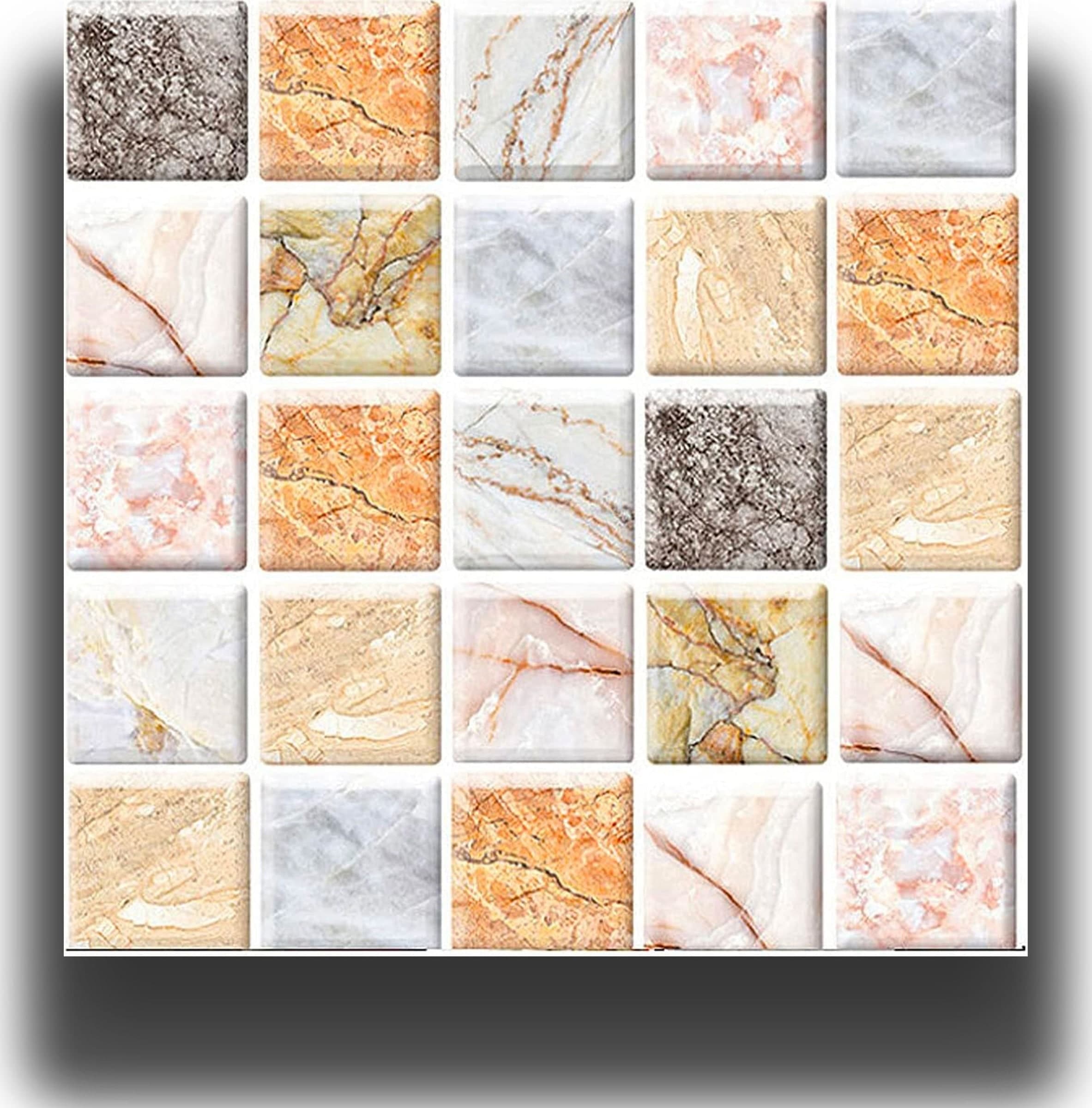 pacco da 4 Pannelli 3D Autoadesivi in PVC 30X30cm vari decori ultrarealistici ideali per bagni e cucine - Eternal Parquet